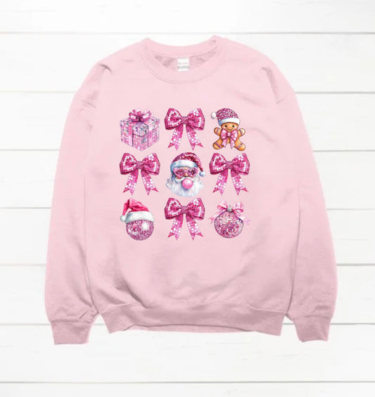 FAUX Glitter Coquette Christmas Sweatshirt