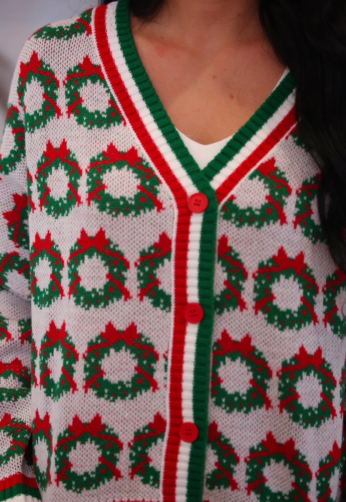 Cozy Christmas Wreath Cardigan