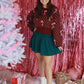 Maroon Candy Cane Crop Sweater