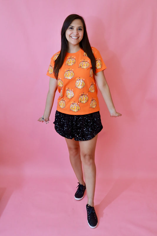 Disco Pumpkin Sequin Top
