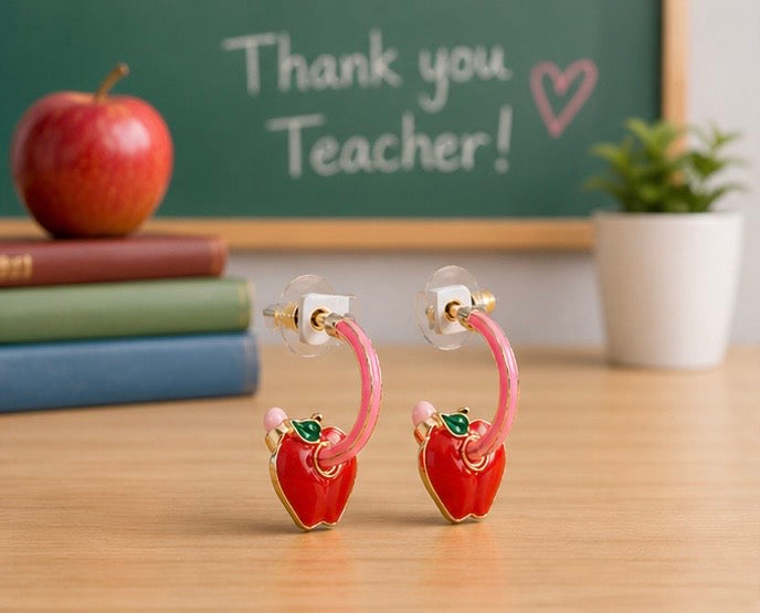Pink Pencil Hoop Earrings