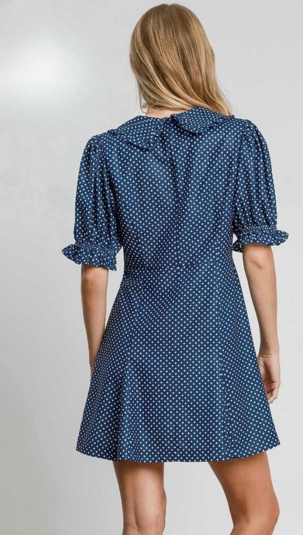 Navy Polka Dot Dress