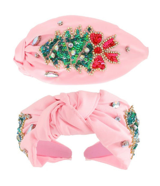 Sequin Jeweled Christmas Tree Headband