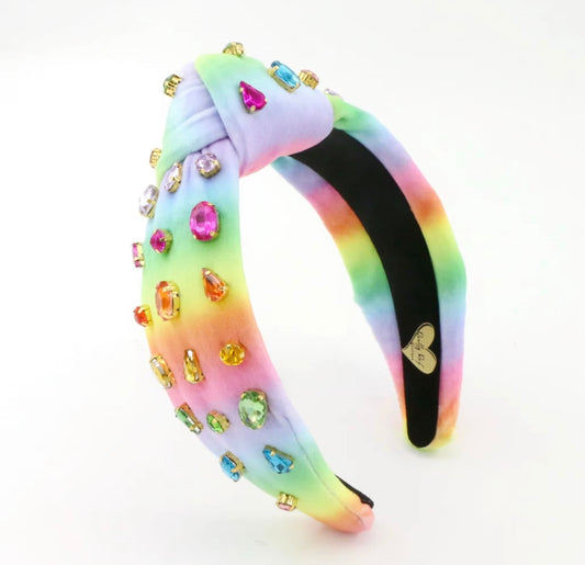 Rainbow Jeweled Knot Headband