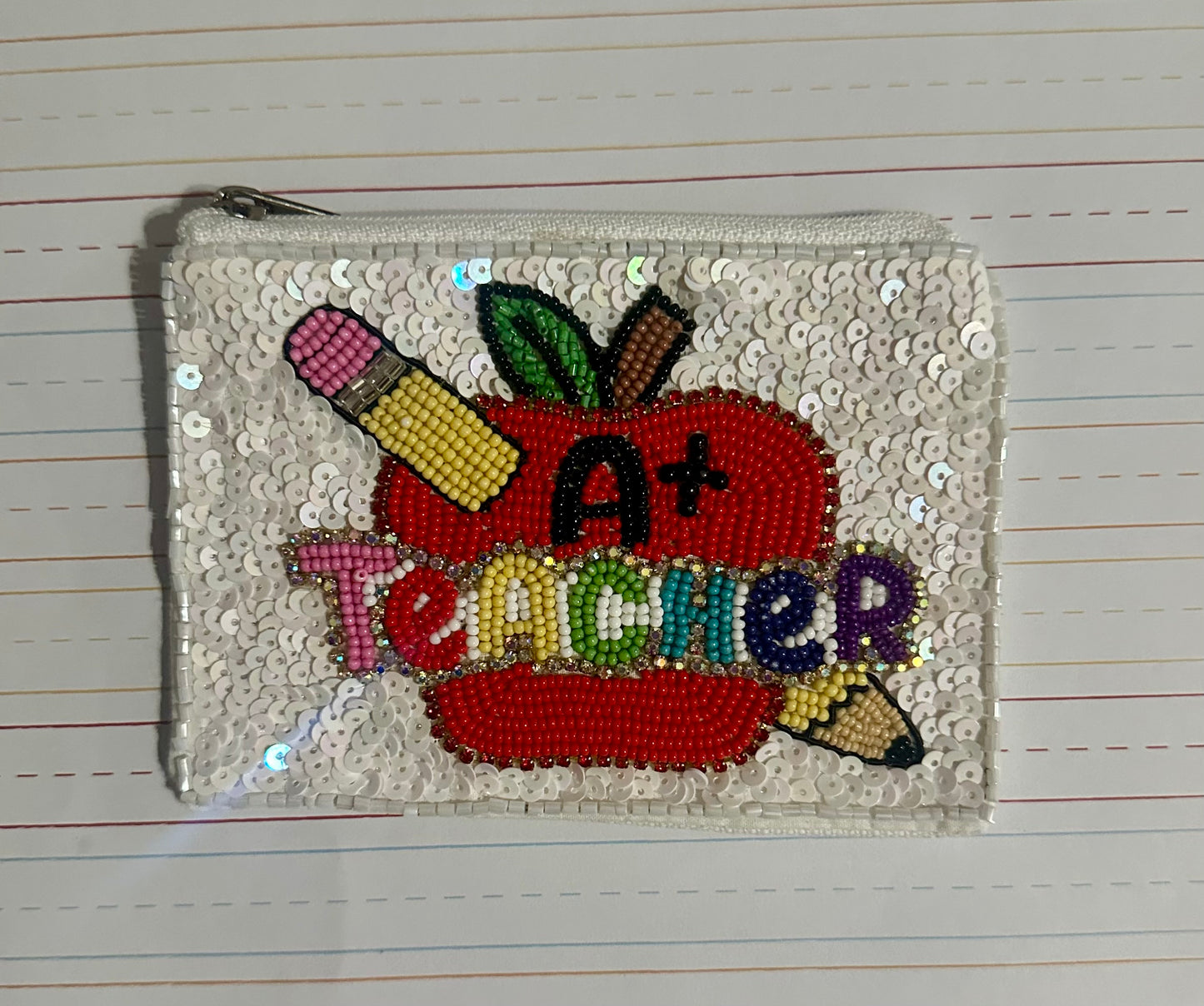 Sequin A+ Teacher Coin Purse