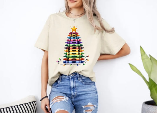 Crayon Christmas Tree Tshirt