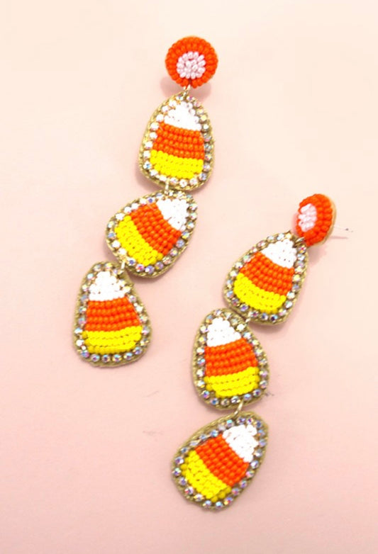 Beaded Candy Corn Earrings