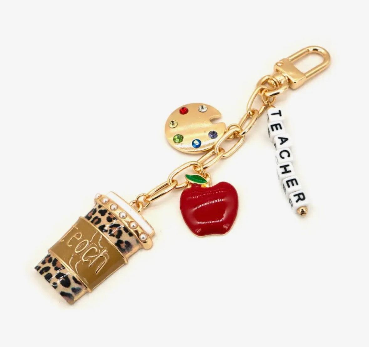Teach Coffee Charm Keychain