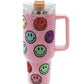 Pink Rhinestone Smiley Face Tumbler