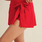 Red Wrap Tie Skort