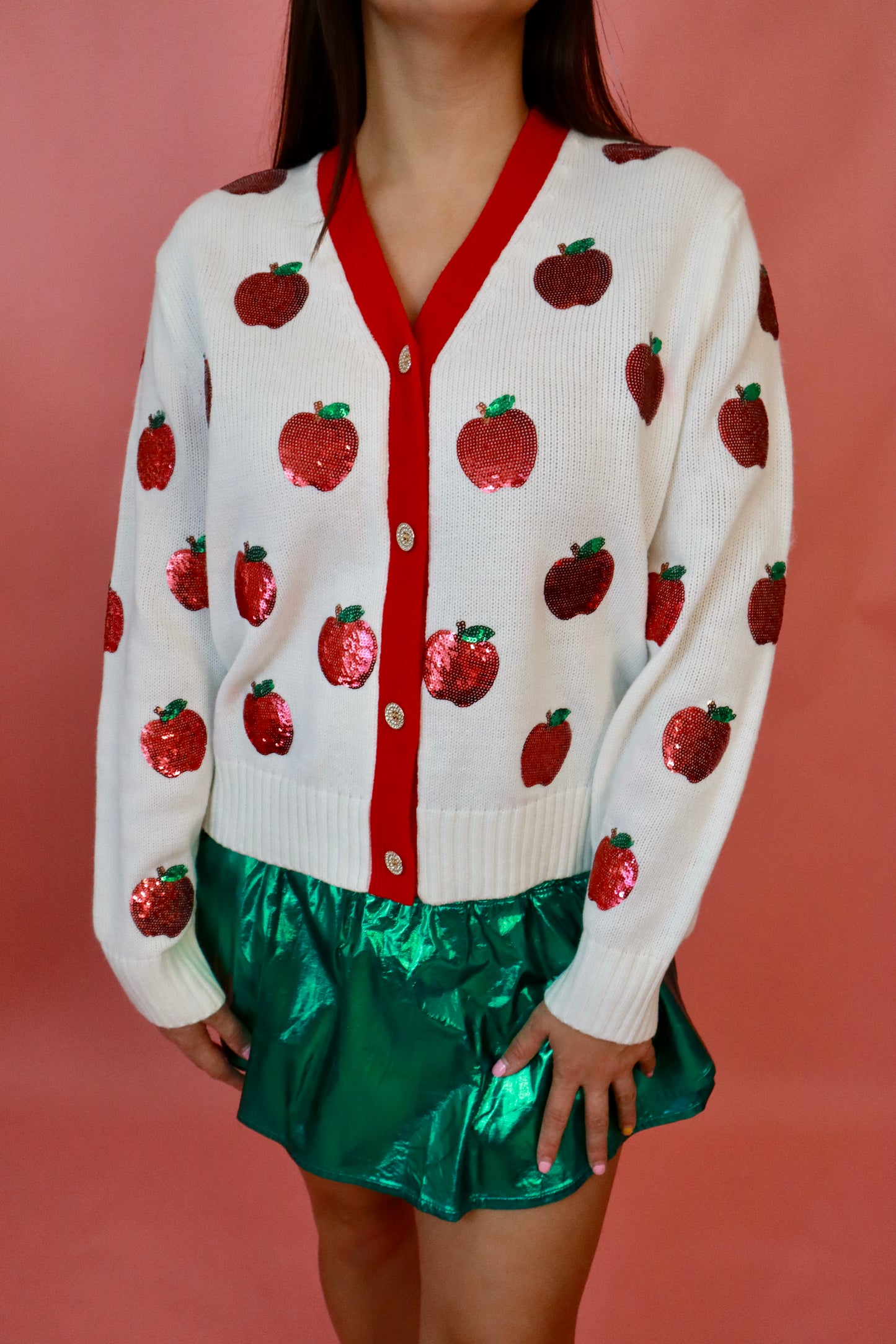 Sequin Apple Cardigan