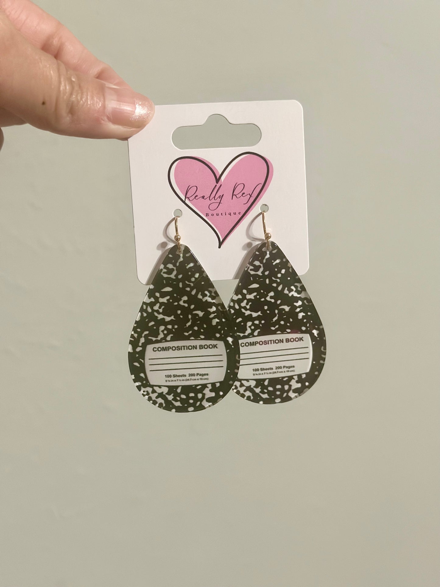 Composition Book Teardrop Earrings