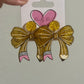 Gold Glitter Pencil Bow Earrings
