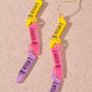 Yellow, Pink, and Purple Crayon Dangle Earrings
