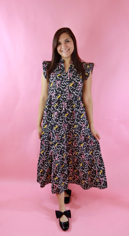 Composition Themed Midi Dress