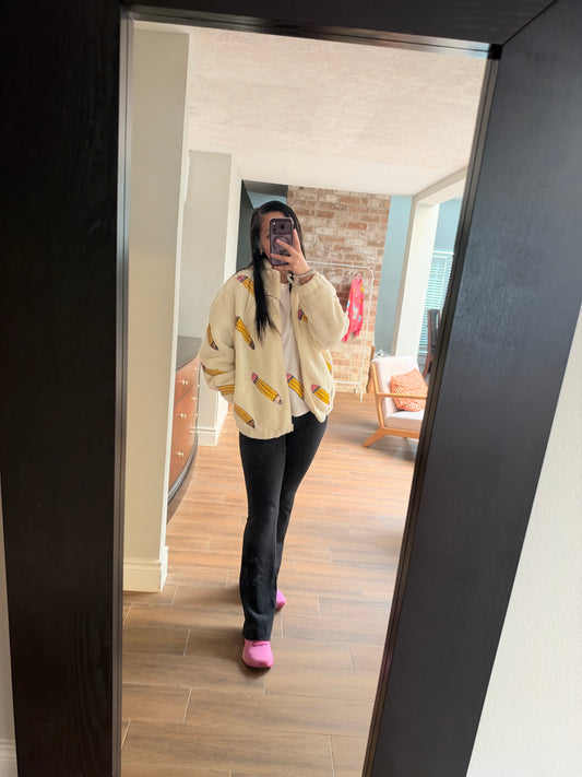 *PREORDER* Sequin Pencil Sherpa Jacket