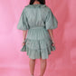 Sage Tiered Wrap Mini Dress