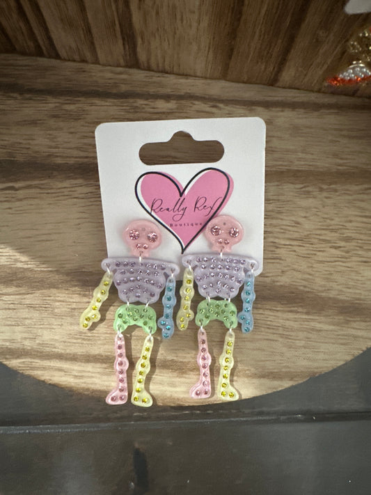 Rhinestone Skeleton Earrings