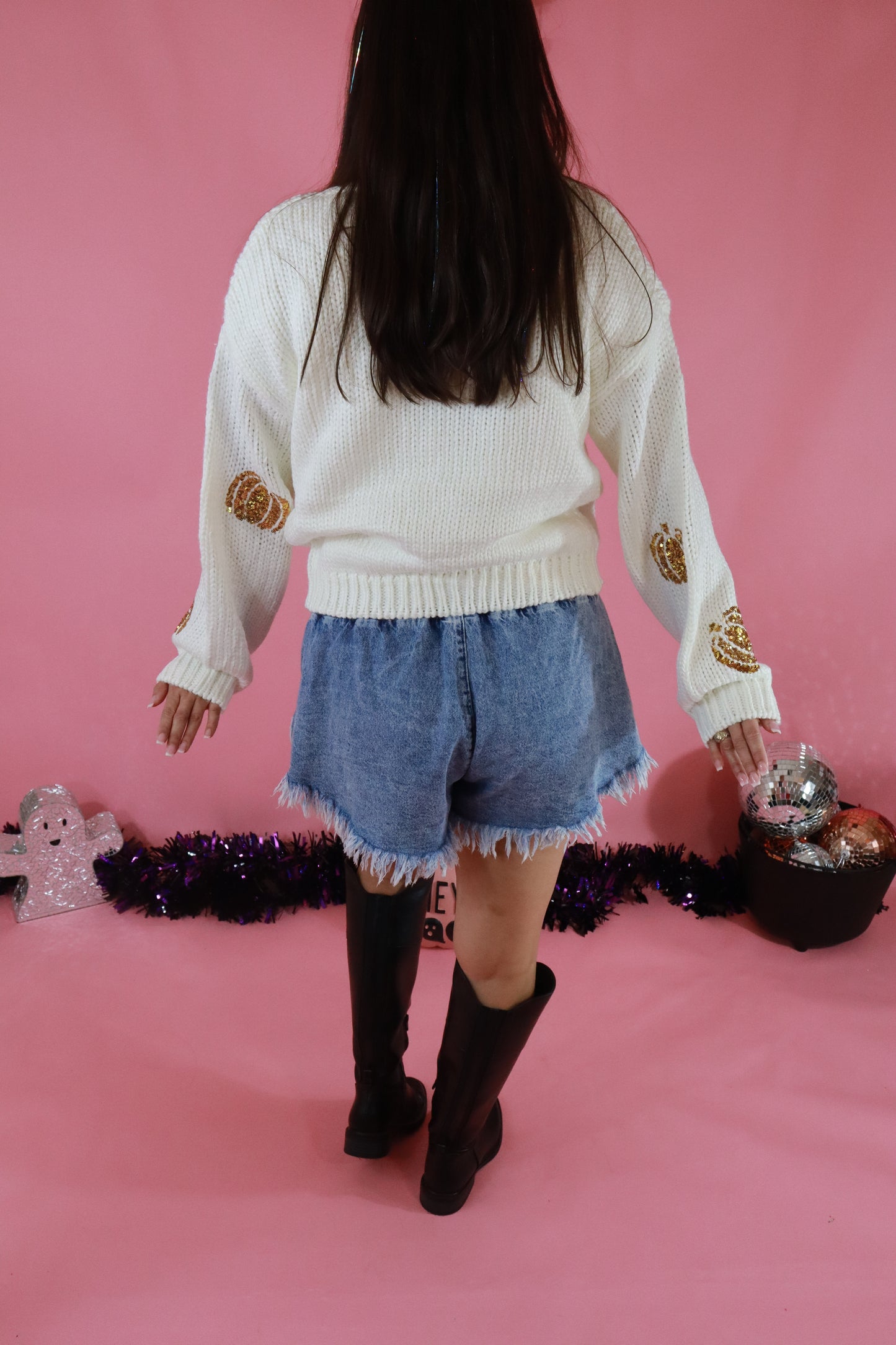 Sequin Pumpkin Cardigan