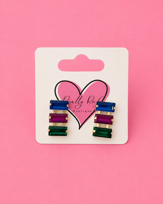Rectangle Rhinestone Earrings