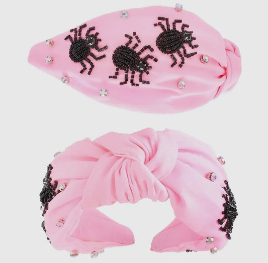 Pink Beaded Spider Headband