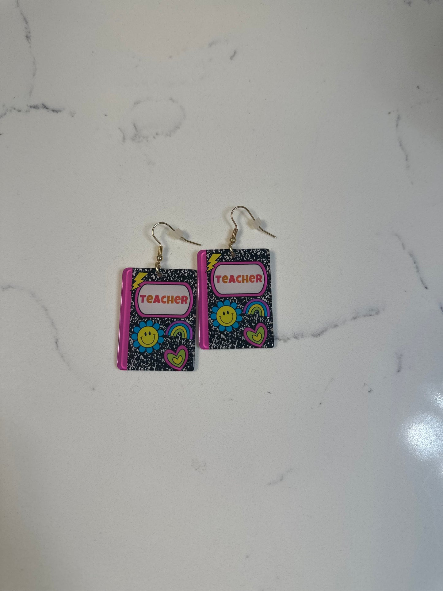 Groovy Teacher Composition Book Earrings