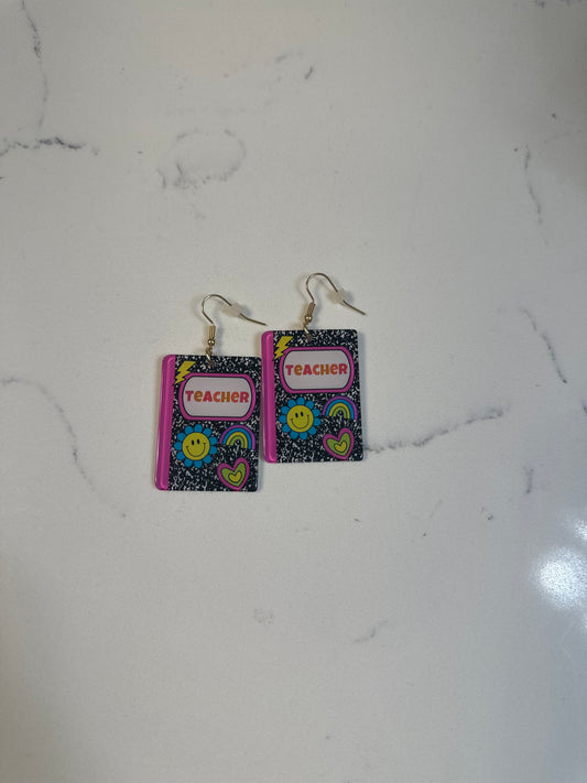 Groovy Teacher Composition Book Earrings