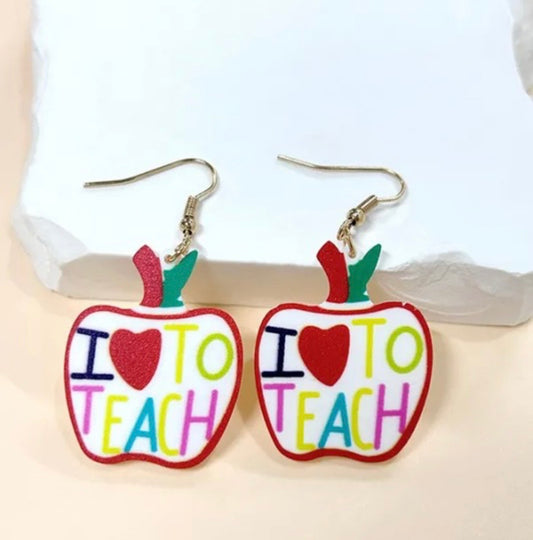 I Love To Teach Earrings