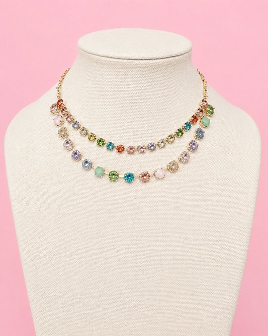 Layered Pastel Rhinestone Necklace
