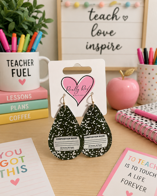 Composition Book Teardrop Earrings