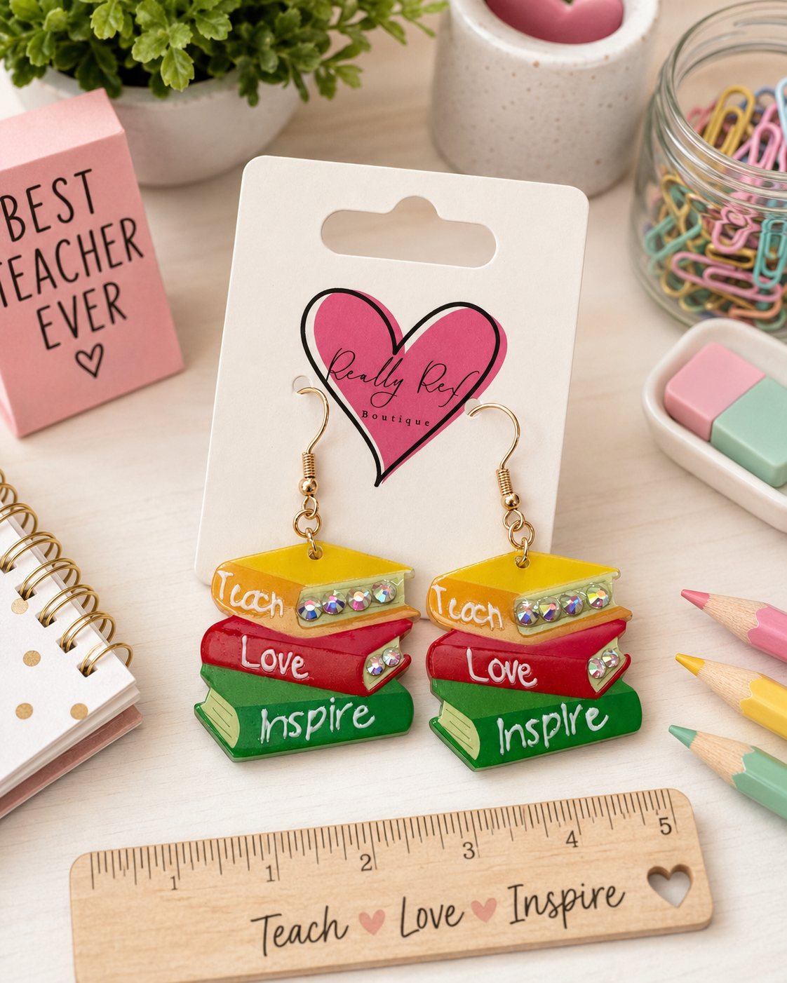 Stack of Books Earrings