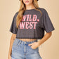 Grey Wild West Rhinestone Fringe Top