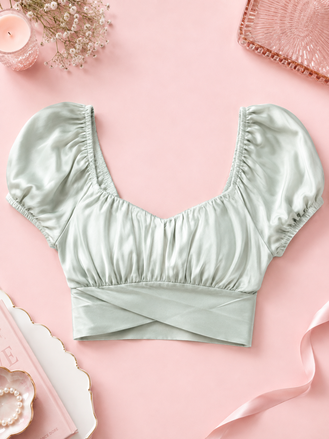 Sage Silky Crop Top