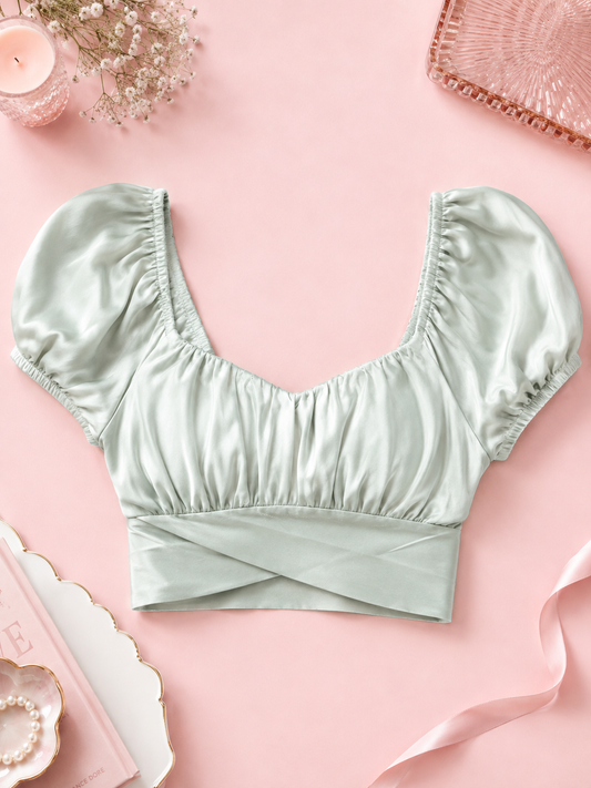 Sage Silky Crop Top
