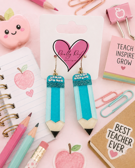 Blue Pencil Earrings