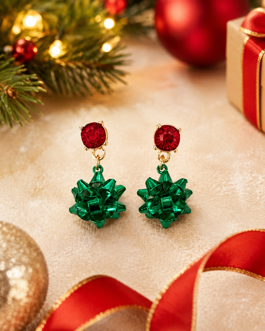 Christmas Gift Bow Earrings