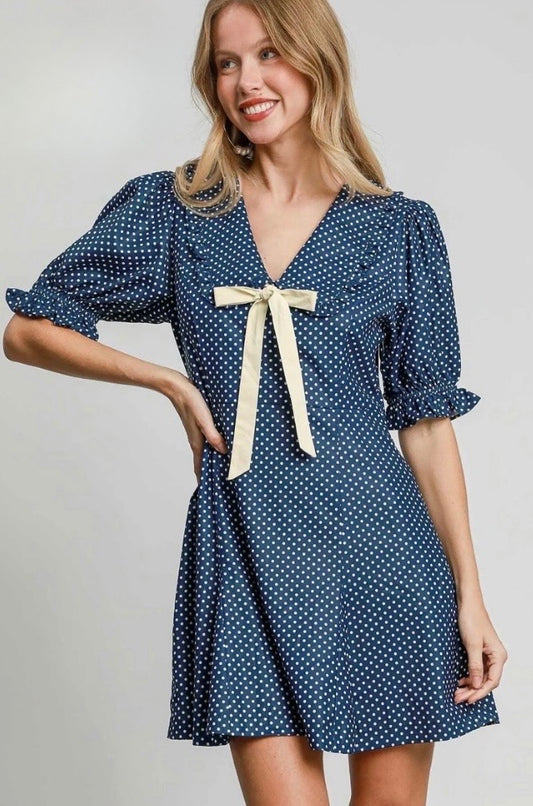 Navy Polka Dot Dress