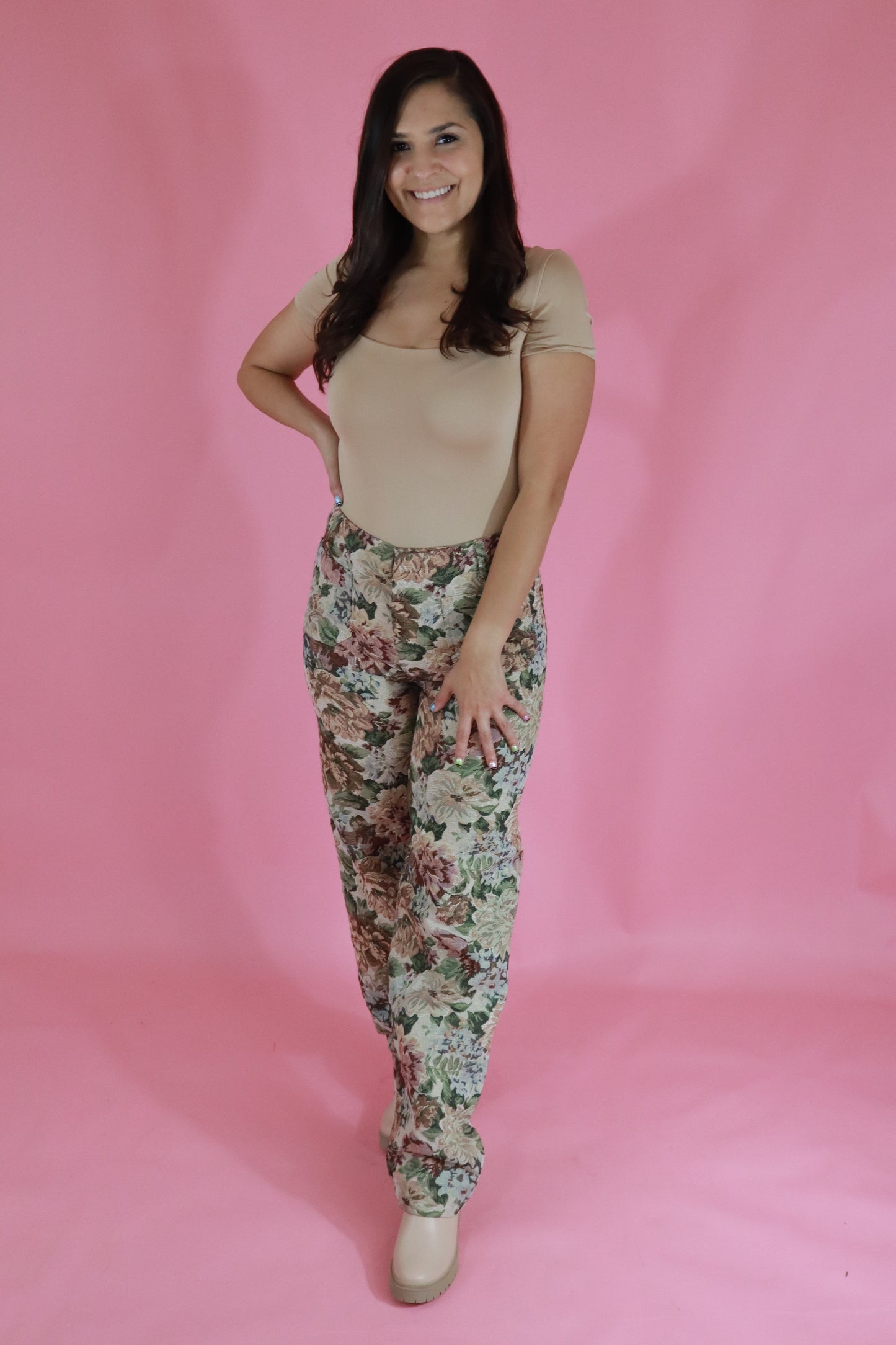 High Waisted Jacquard Pants