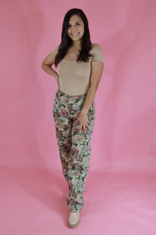 High Waisted Jacquard Pants