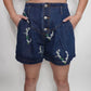 Embroidered Floral Baggy Denim Shorts