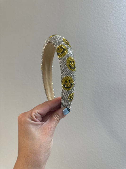 Happy Face Rhinestone Headband