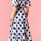 Navy and White Polka Dot Maxi Dress