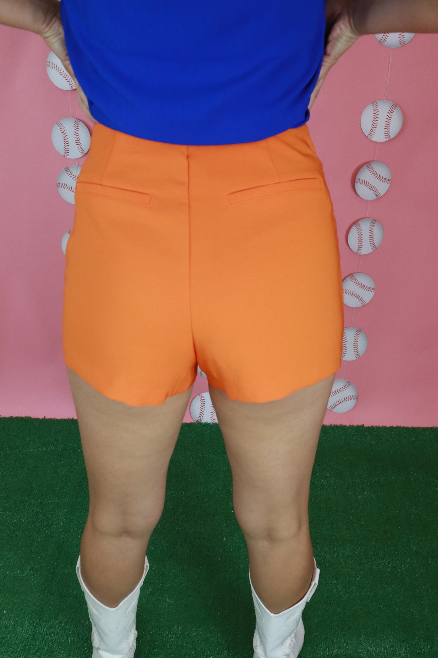 Orange High Waist Asymmetrical Skort