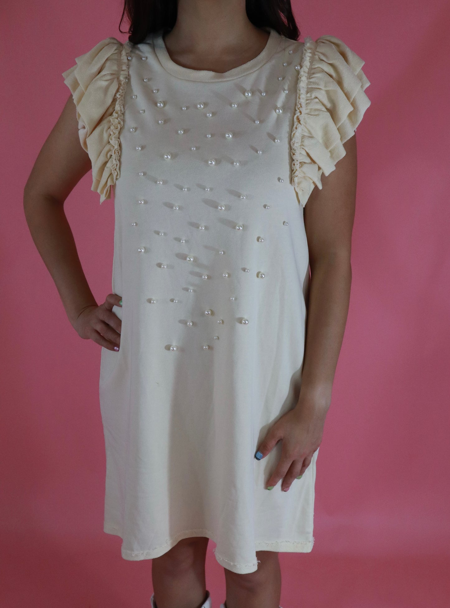 Cream Pearl Dress