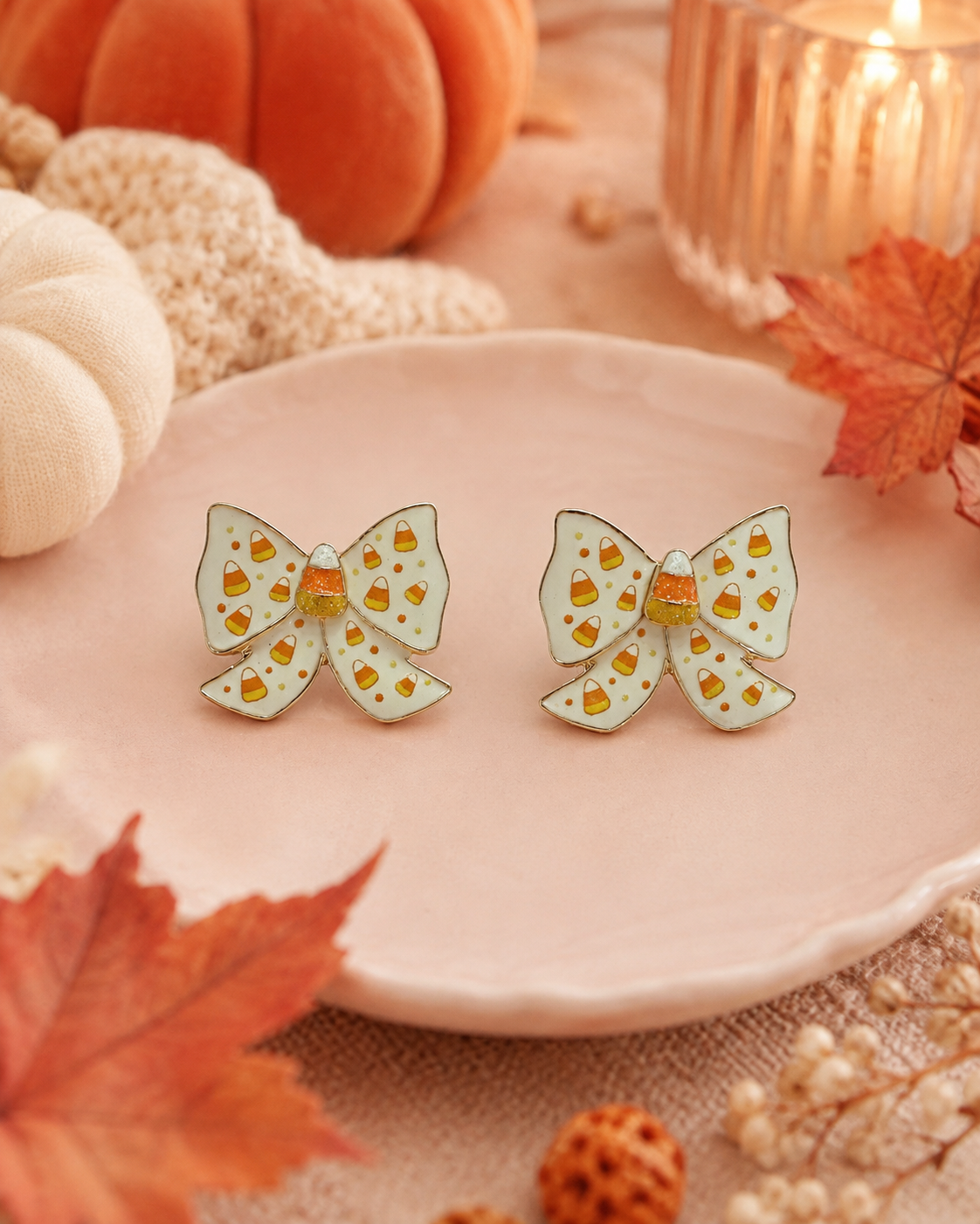Candy Corn Bow Earrings