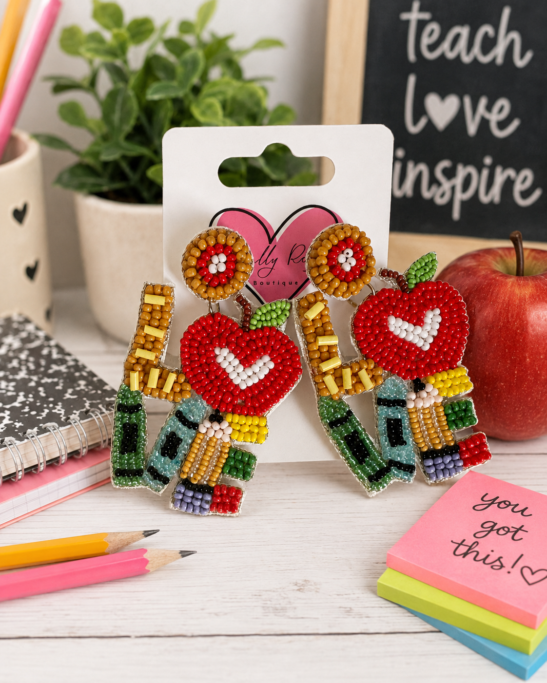 Beaded Supplies Love Earrings