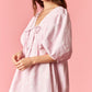 Pink Denim Polka Dot Flared Romper