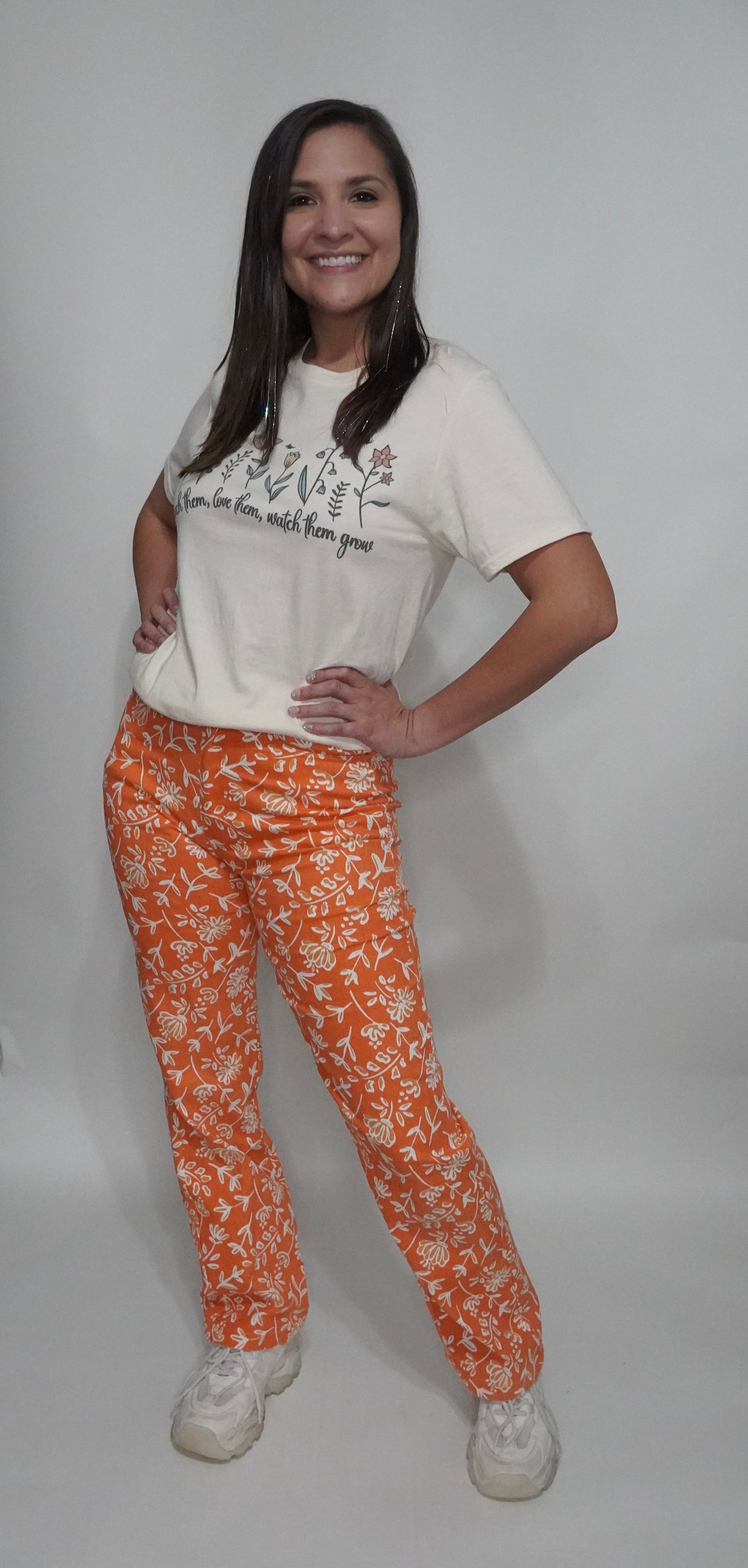 Orange Floral Pants