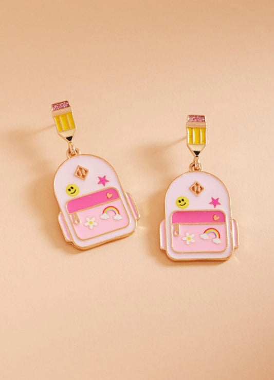 Pink Backpack Earrings