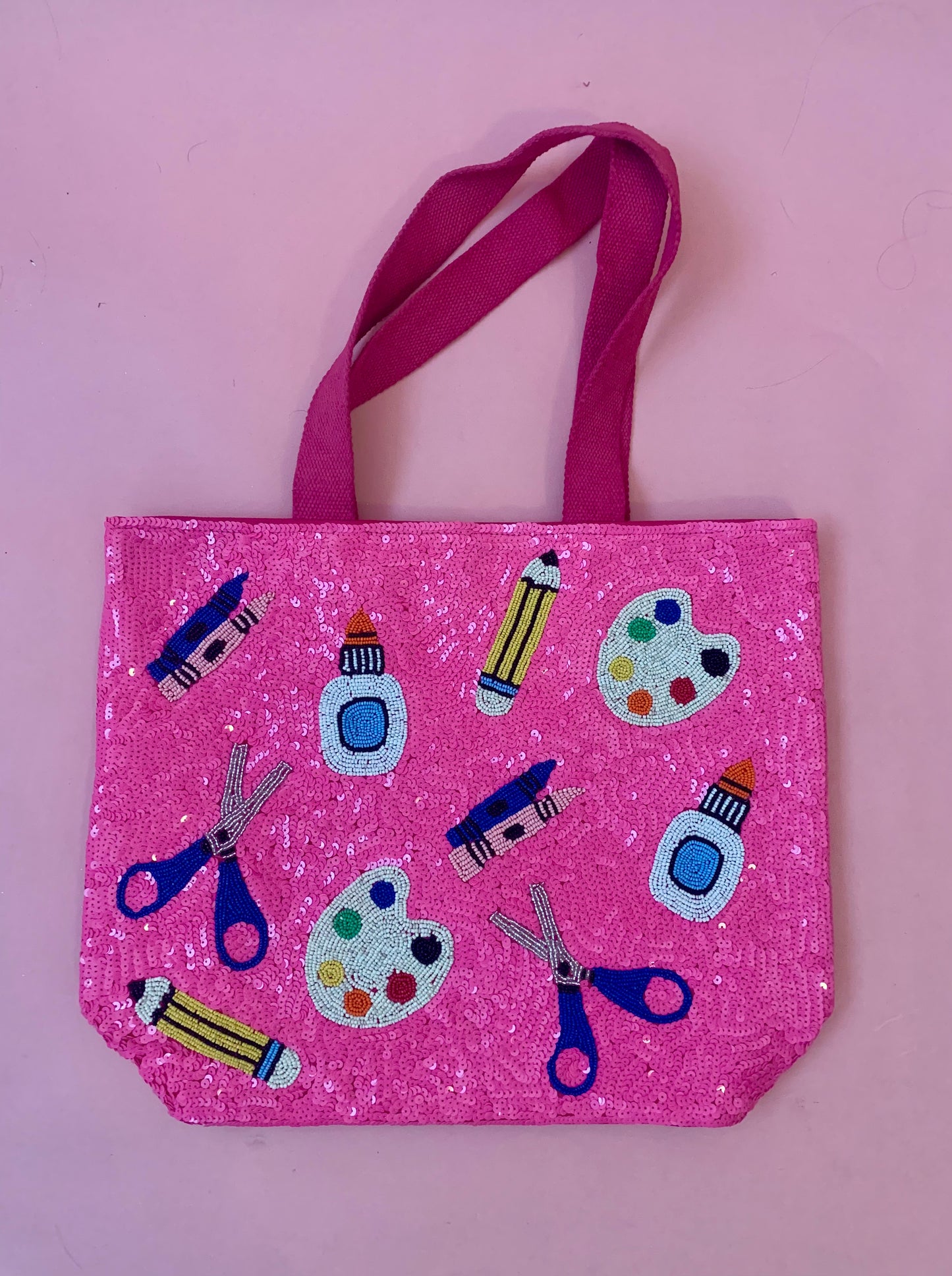 Pink Sequin School Supply Bag